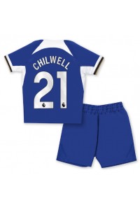 Chelsea Ben Chilwell #21 Jalkapallovaatteet Lasten Kotipeliasu 2023-24 Lyhythihainen (+ Lyhyet housut)